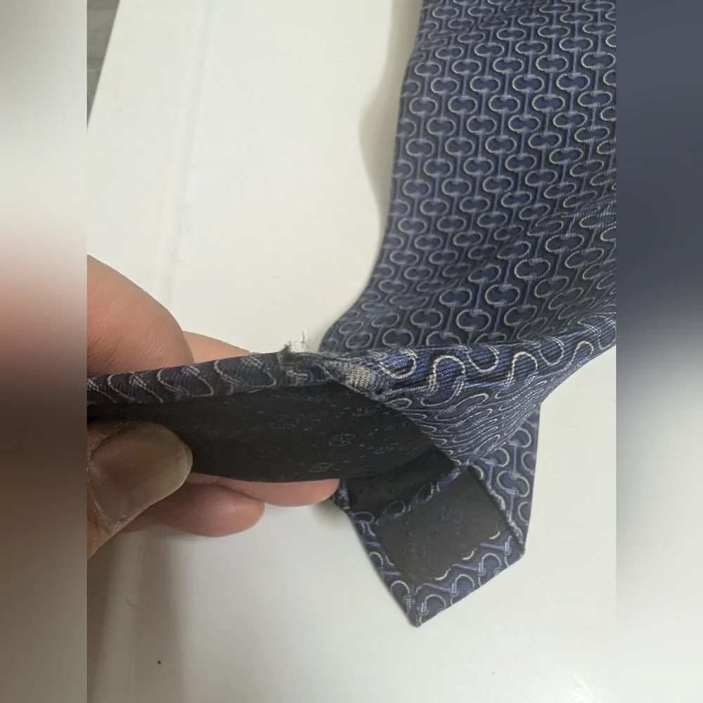 Gucci Blue Silk Printed Tie